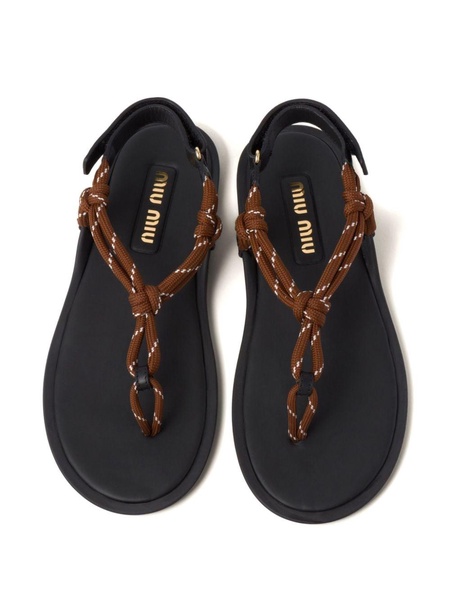 cord-strap leather sandals