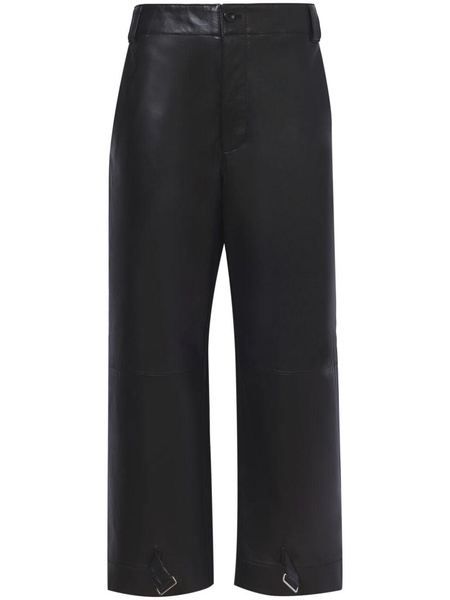 leather cropped straight-leg trousers