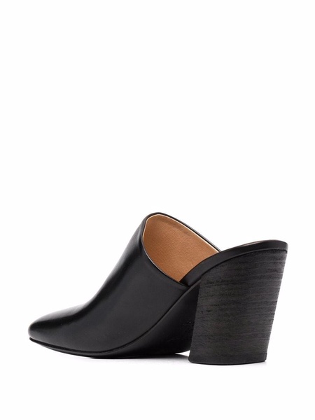 square-toe leather mules