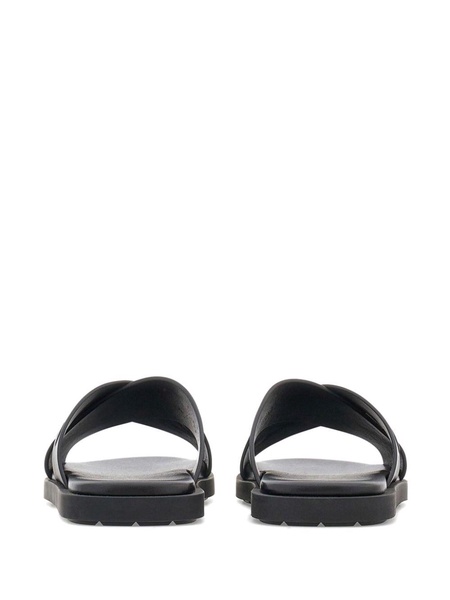 crossover-strap leather sandals