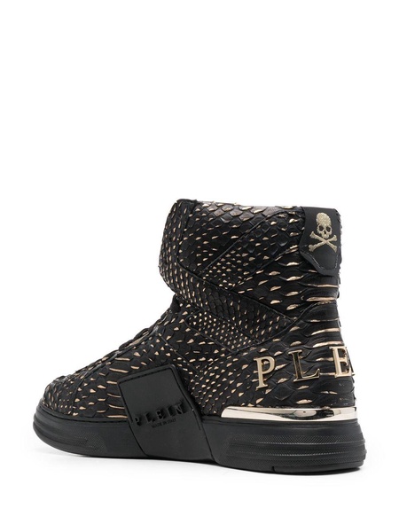 snakeskin-effect high-top sneakers