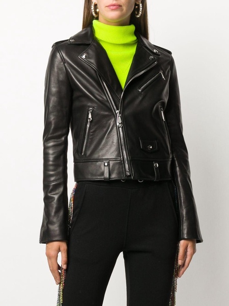 zipped biker jacket