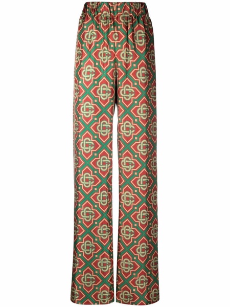 geometric-print high-waist trousers