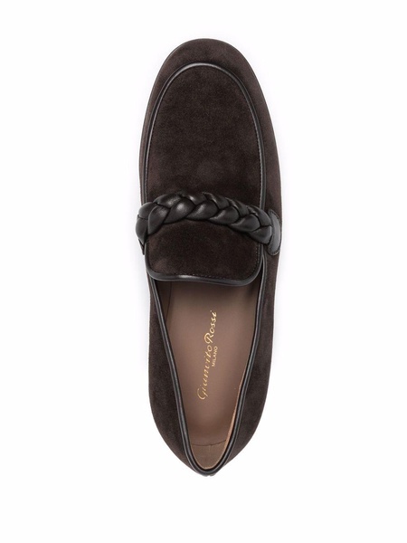 Massimo braid-embellished suede loafers