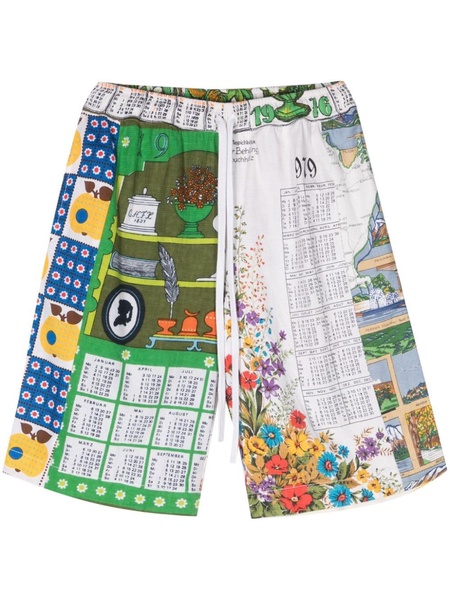 Regenerated Household Linen Calendar bermuda shorts