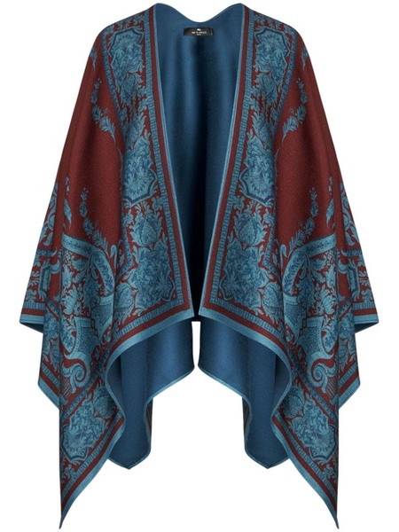 paisley-print wool cape