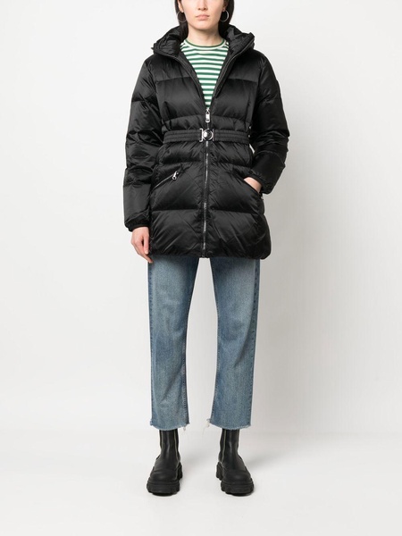 zip-up hooded puffer jacket