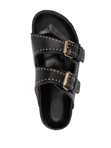 Black Studded Buckle Fastening Sandals