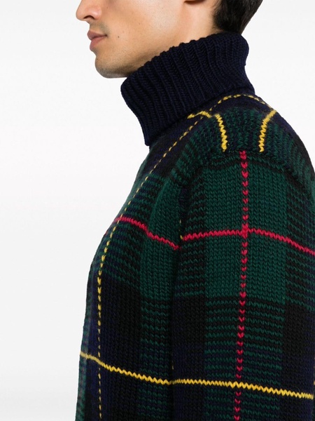 tartan-check wool jumper