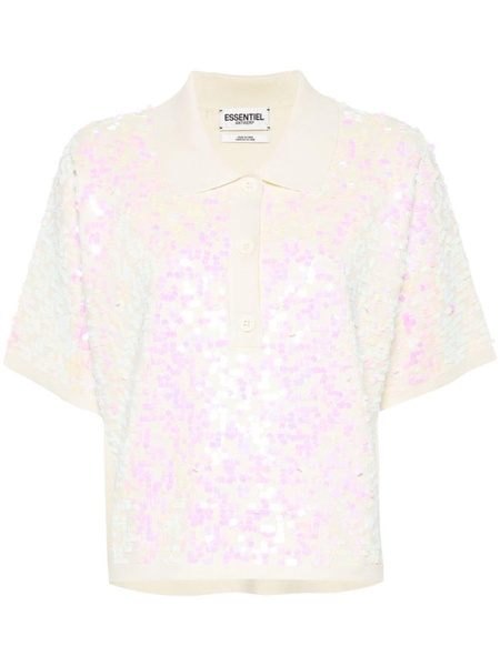 sequin-embellished polo top