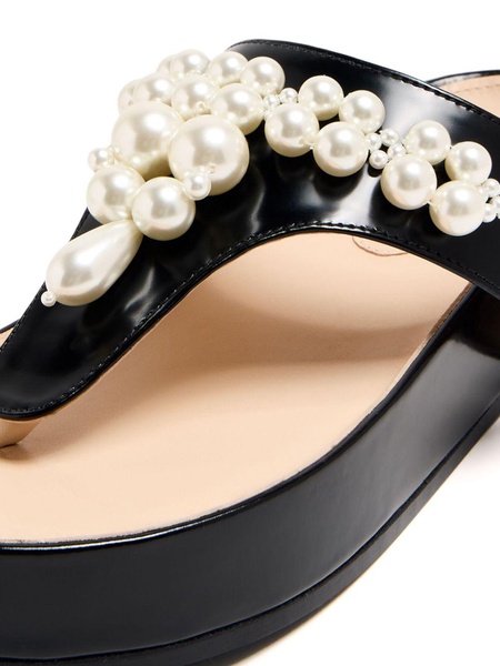 faux-pearl embellished leather sandals