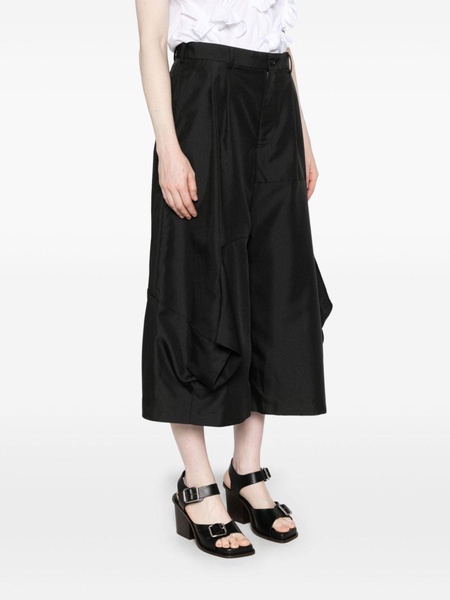 pleated twill cropped trousers 