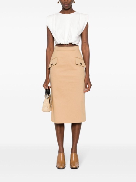 flap-pocket midi skirt