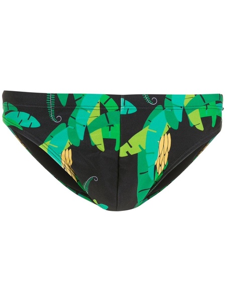 leaf-print swimming trunks