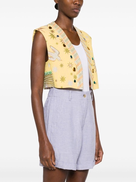 cropped jacquard waistcoat