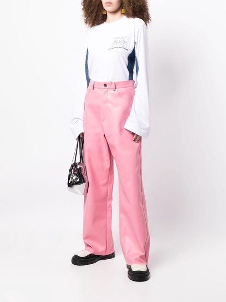 faux-leather heart-pocket trousers