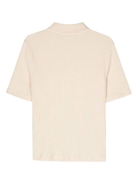 ribbed-knit polo shirt