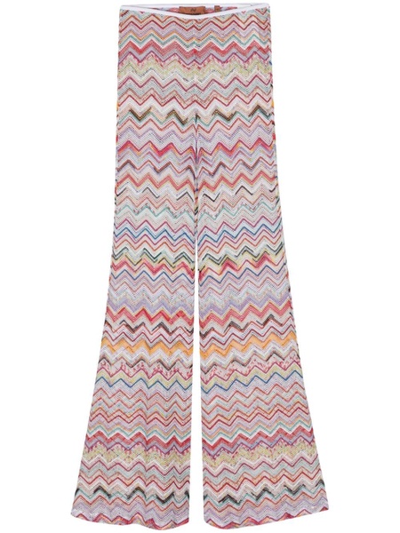 zigzag-woven flared trousers