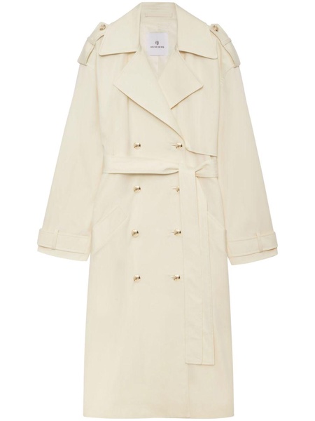 Layton button-detail oversize trench