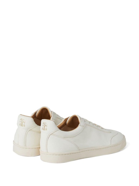 logo-print panelled low-top sneakers