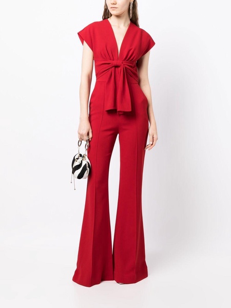 bow-detail flared jumpsuit