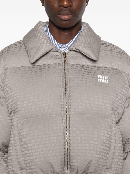 logo-jacquard puffer jacket