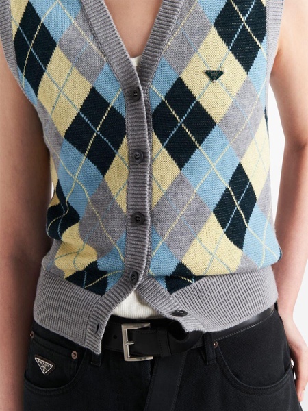 argyle-intarsia wool vest