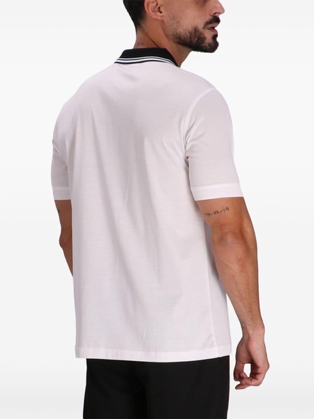 contrasting-collar cotton polo shirt