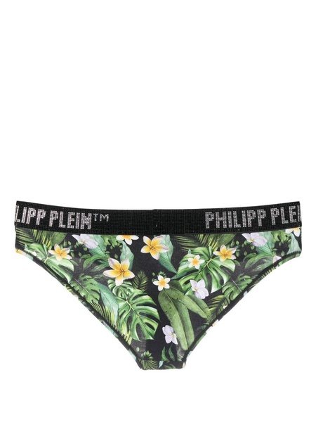 floral-print gem-logo briefs