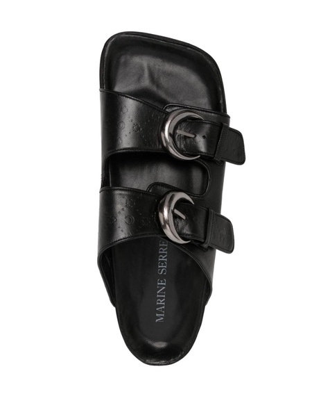 logo-debossed buckle-strap leather sandals