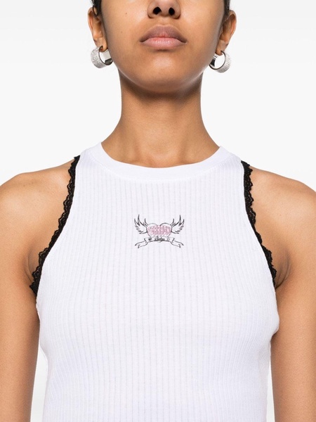 logo-print ribbed tank top