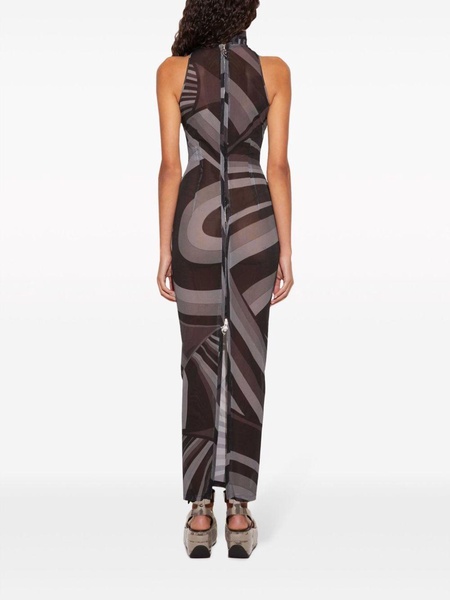 Onde-print semi-sheer dress