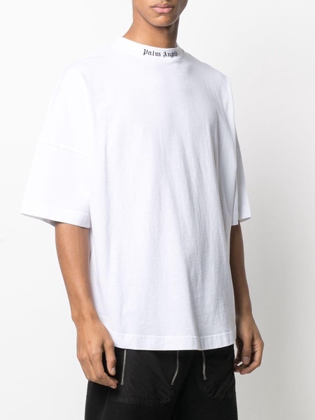 Logo print over cotton jersey t-shirt