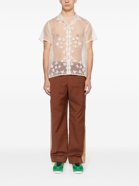 White Ivy Embroidered Silk Shirt