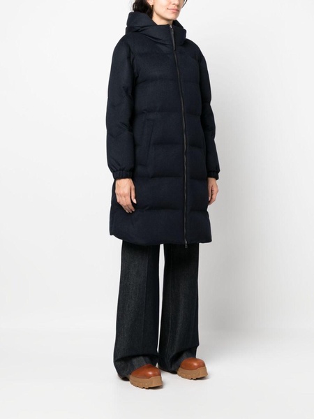 funnel-neck padded wool coat