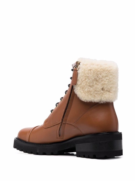 shearling-trim ankle boots