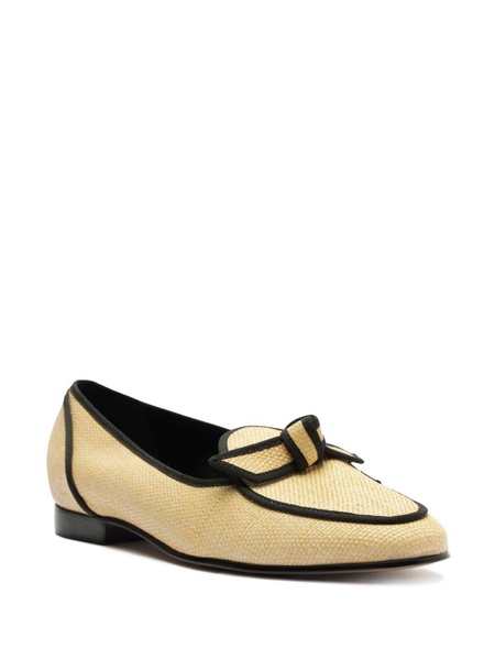 grosgrain-trim raffia loafer