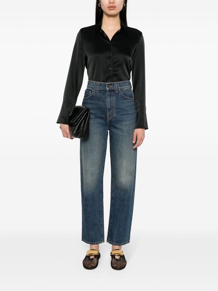 high-waisted straight-leg jeans