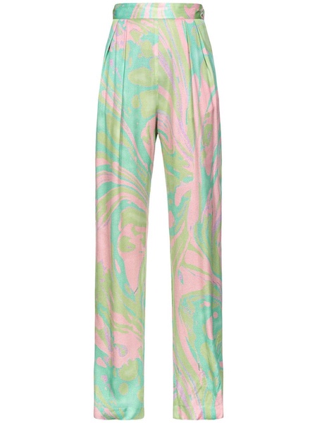 abstract-print straight-leg trousers