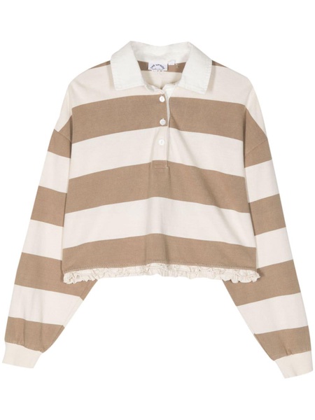 striped long sleeve polo top