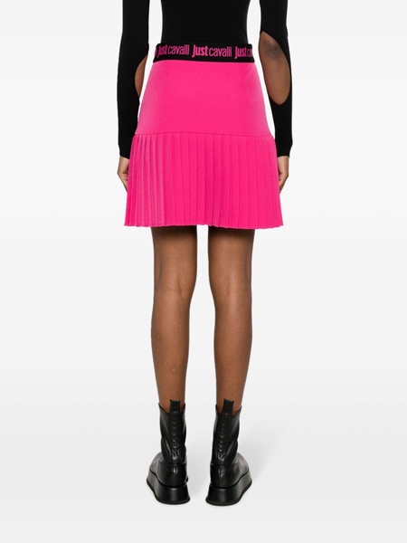 logo-waistband pleated miniskirt