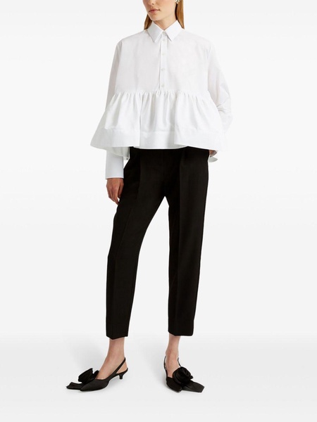 ruffle-panel cotton-poplin blouse