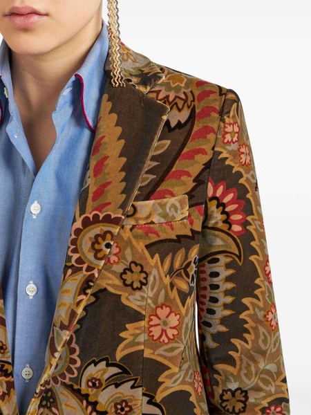 paisley-print velvet blazer