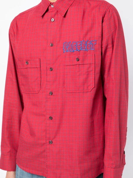 check-pattern logo-print shirt