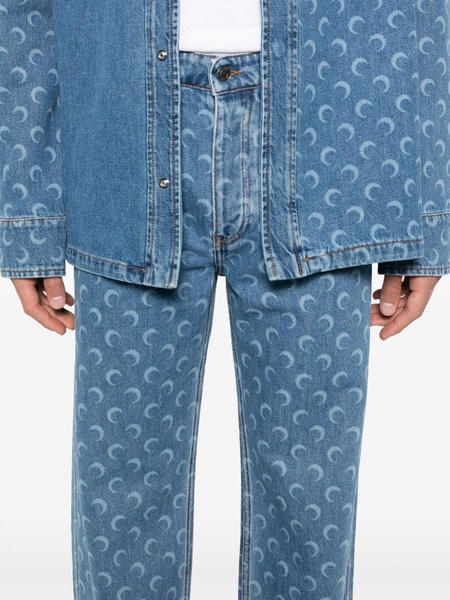 crescent moon-print jeans