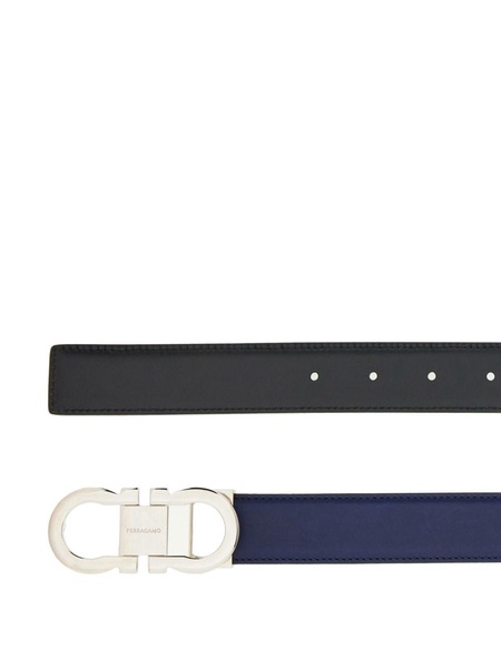 Gancini-buckle leather belt