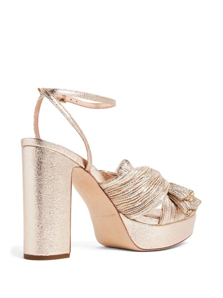 Natalia 115mm pleated-lamé sandals