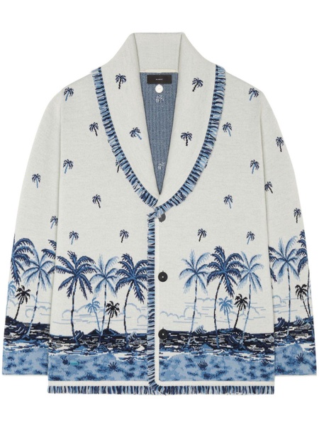 hawaii print-knitted wool cardigan 