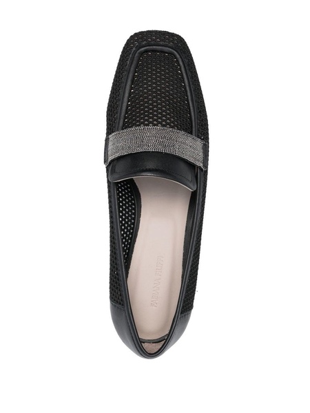 10mm mesh square-toe loafers