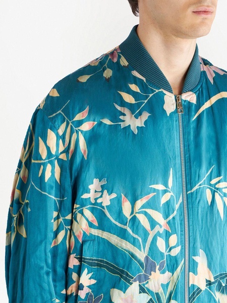 floral-print silk bomber jacket